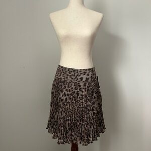Brown and Black A-Line Knee-Length Pleated Skirt for Night Out